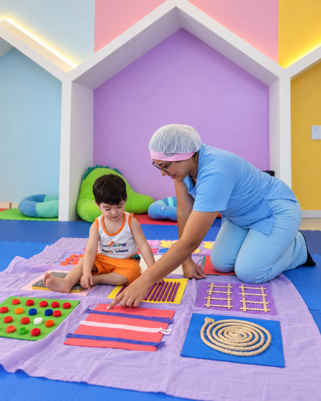 Atividade pedagógica sensorial na Creche Escola Aurora